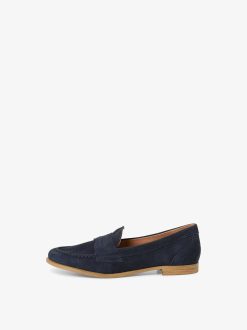 Tamaris Babouche En Cuir - Bleu | Chaussures Basses Et Pantoufles