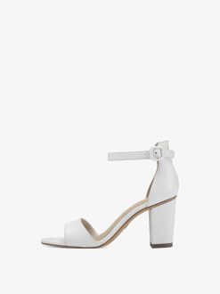 Tamaris Sandale A Talon En Cuir - Blanc | Des Sandales