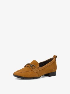 Tamaris Babouche En Cuir - Marron | Chaussures Basses Et Pantoufles