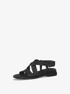 Tamaris Sandale A Talon En Cuir - Noir | Des Sandales