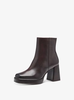 Tamaris Bottine En Cuir - Marron | Bottines