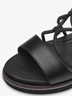 Tamaris Sandale A Talon En Cuir - Noir | Des Sandales