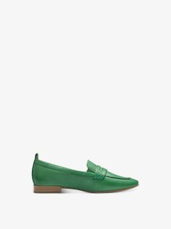 Tamaris Babouche En Cuir - Vert | Chaussures Basses Et Pantoufles